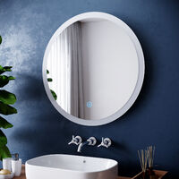 ELEGANT 700 x 700 mm Modern Round Illuminated LED Bathroom Mirror Touch Sensor + Demister
