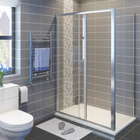 ELEGANT 1700 x 800 mm Sliding Shower Enclosure 6mm Glass Reversible Cubicle Door Screen Panel + Side Panel