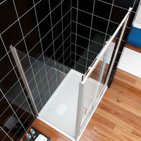 ELEGANT 1700 x 800 mm Sliding Shower Enclosure 6mm Glass Reversible Cubicle Door Screen Panel + Side Panel