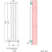 ELEGANT Vertical Column Radiator 1800 x 452 mm Anthracite Single Flat Panel Designer Bathroom Radiator