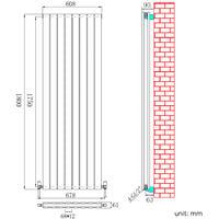 ELEGANT High Heat Output Radiator 1800x608mm White Double Flat Panel Tall Upright Central Vertical Radiators
