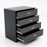 ELEGANT Modern High Gloss 4 spacious Drawer Chest with Metal Handles for Bedroom or Home Storage Organizer. Black
