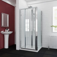 ELEGANT Bifold Shower Enclosure Glass Bathroom Screen Door Cubicle with Side Panel 700 x 700 mm