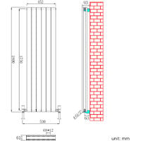 ELEGANT 1800x456mm Designer White Radiator Vertical Double Flat Panel Heating Radiators Suitable for Many Kinds of Valves