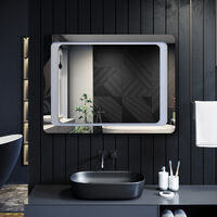 ELEGANT Bathroom Mirror Anti-Fog Illuminated LED Copper-Free Silver Mirror Wall Mounted 800x600mm Mirror with Infrared Sensor
