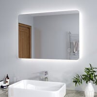 ELEGANT Bathroom Mirror Vertical Horizontal Wall Mounted Mirror Backlit Illuminated LED Mirror with Touch Sensor.700x500mm