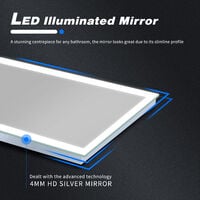 ELEGANT Modern LED Illuminated Bathroom Mirror 1000 x 600 mm Demister and Sensor IP44 Rated