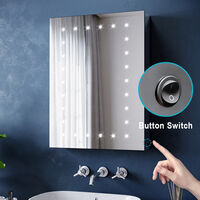 ELEGANT Stainless Steel Vertical Bathroom Mirror Cabinet Backlit Illuminated LED Bathroom Storage Double Mirror 450x600mm with Shelf