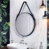 ELEGANT Wall Mounted Illuminated LED Bathroom Mirror with Lights 600x600mm Belt Decorative Round Anti-fog Cool White Light