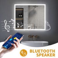 ELEGANT Wall Mounted Illuminated LED Bathroom Mirror with Lights 600 x 500mm Bluetooth Audio