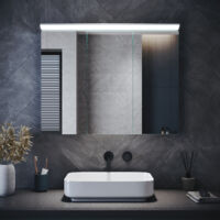 ELEGANT Bathroom Wall Cabinets with Mirror Headlight 8K Bright Mirror and Hydraulic Hinges, Three Door 800x600mm Stainless Steel