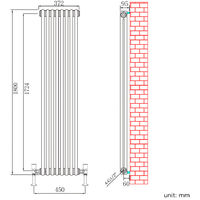ELEGANT White Double Vertical Column Radiators 1800 x 372 mm Traditional Rads Cast Iron Style Radiator