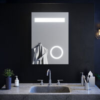 ELEGANT Illuminated LED Bathroom Mirror with Lights and Shaver Socket magnifying Mirror 500 x 700 mm Button Switch