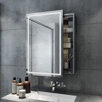 ELEGANT Bathroom LED Mirror Cabinet Sliding Door 430x690mm Mirror Cabinet with Light Stainless Steel Frame Wall Mounted Storage