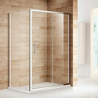 ELEGANT Sliding Shower Enclosure 6mm Safety Glass Reversible Bathroom Cubicle Screen with Side Panel 1200 x 760 mm