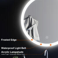 ELEGANT Modern Round Illuminated LED Bathroom Mirror Touch Sensor + Demister 600 x 600 mm