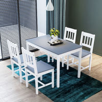 ELEGANT Wooden Dining Table and 4 Chairs Set Solid Dining Kitchen Furniture - Grey, Natural Pine