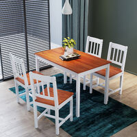 ELEGANT Wooden Dining Table and 4 Chairs Set Solid Dining Kitchen Furniture - Honey, Natural Pine