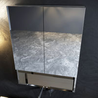 ELEGANT Double Mirror Wall Mounted Cabinet. 800 x 600 mm Stainless Steel Bathroom Wall Cabinets 2 Door with 3 Shelves Silver