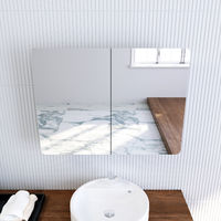 ELEGANT 600 x 800 mm Stainless Steel Bathroom Mirror Cabinet Wall Mounted 2 Door with Adjustable Shelves