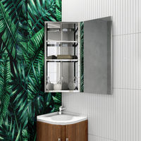 ELEGANT Stainless Steel Corner Cabinet 600 x 300 mm Wall Mounted Bathroom Storage Cabinet Single Door with 3 Shelves Mirror Cabinet