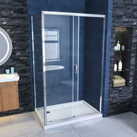 ELEGANT Bathroom Door 1200x700mm Sliding Shower Enclosure Cubicle 6mm Glass Screen Baths Reversible Shower Door with Side Panel