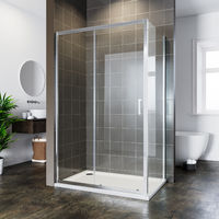 ELEGANT 1200 x 800 mm Sliding Shower Enclosure Shower Cubicle Reversible 6mm Screen Door + Side Panel + Shower Tray with Waste
