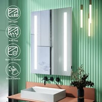 ELEGANT 500 x 700mm Illuminated LED Wall Mounted Bathroom Mirror with Lights Sensor Touch Control with Demister Pad Shaver Socket