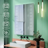 ELEGANT Bathroom Mirror Lights Mirror with Shaver Socket 500 x 700mm Bathroom Mirror Anti Fog Wall Mounted Mirror