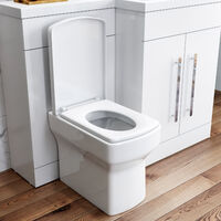 ELEGANT 1100mm L Shape Bathroom Vanity Sink Unit Storage.Right Hand High Gloss White Vanity unit + Basin + Ceramic Square Toilet with Concealed Cistern + toilet brush