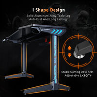 ELEGANT Large Black Gaming Computer Desk with Free Full Mousepad and LED Lights 1400x600mm PC Desk with Adjustable legs Home Office with Headphone Hooks and Cup Holder Great Gift for Your Son