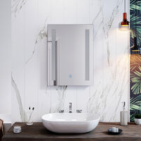 ELEGANT LED Illuminated Bathroom Mirror 4mm Copper-Free Silver Mirror 450x600mm Mirror with Sensor