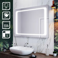 ELEGANT Anti-Fog Mirror Aluminium Framed Illuminated Bathroom Mirror 1000x700mm Mirror with Infrared Sensor