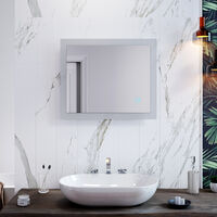 ELEGANT Vertical Horizontal Mirror LED Illuminated Bathroom Mirror 600x500mm Mirror with Sensor