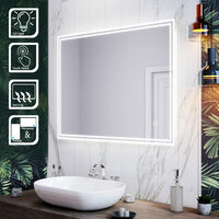 ELEGANT Vertical Horizontal Mirror Illuminated Bathroom Mirror 900x700mm Mirror with Demister