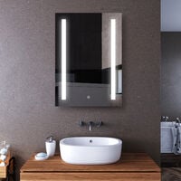 ELEGANT LED Illuminated Bathroom Mirror with Light 500 x 700 mm Sensor + Demister + Shaver Socket