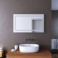 ELEGANT Anti-Fog Mirror Aluminium Framed Illuminated Bathroom Mirror 1000x600mm Mirror with Shaver Socket