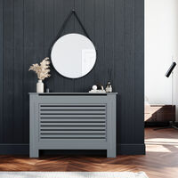ELEGANT Grey MDF Radiator Covers Horizontal Slat Paint Cabinet Medium for Office. Hallway. Living Room. Bedroom