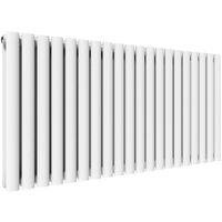 ELEGANT Horizontal Oval Panel Column Double Designer Radiator 600 x 1190 mm White Central Heating