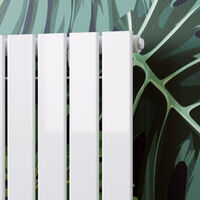 ELEGANT 1600 x 452 mm White Vertical Column Radiator Single Flat Panel Designer Bathroom Radiator + Thermostatic Radiator Valves