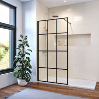 ELEGANT 900mm Black Aluminium Framed Walk in Shower Enclosure Wet Room 8mm Safety Tempered Glass Bathroom Screen