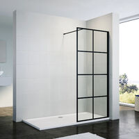 ELEGANT 800mm Black Aluminium Framed Walk in Shower Enclosure Wet Room 8mm Safety Tempered Glass Bathroom Screen