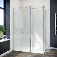 ELEGANT Walk in Shower Screen 8mm Nano Glass Door 900mm with 300mm Flipper Panel 700mm Side Panel Shower Enclosure