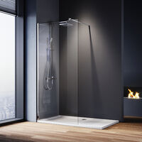 ELEGANT 900mm Frameless Shower Door Walk in Shower Enclosure 8mm Nano Glass Bathroom Screen + 1600x800mm Shower Base Tray + Thermostatic Shower Valve Set + Free Waste Trap