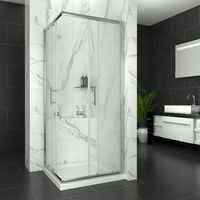 ELEGANT 760 x 760mm Sliding Shower Door Square Shower Enclosure with Stone Tray and Riser Kit