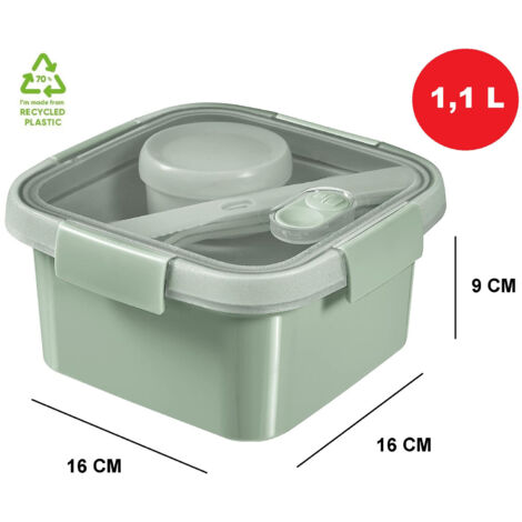 Contenitore portapranzo per microonde 1,1 l con set posate e porta salse