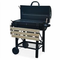 Barbecue américain charbon de bois - Serge noir - Smoker américain avec aérateurs, récupérateur de cendres, fumoir - Noir
