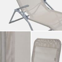 Lot de 2 bains de soleil pliants - Levito Taupe - Transats textilène 2 positions, chaises longues - Taupe