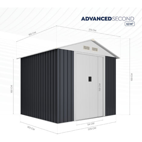 Caseta metálica de jardín Advanced Second 4,1 m2 - 215x190x195cm cobertizo para almacenamiento