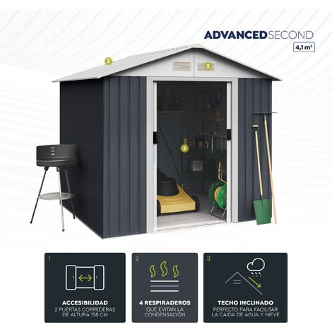 Caseta metálica de jardín Advanced Second 4,1 m2 - 215x190x195cm cobertizo para almacenamiento